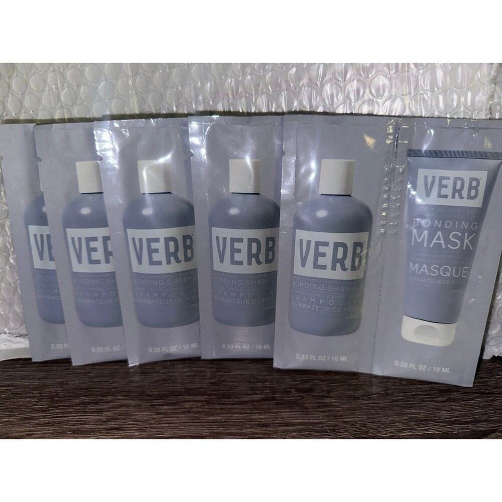 Verb Bonding Shampoo and Mask Sample Set 6 Packets Travel‎ Size Hair Repair